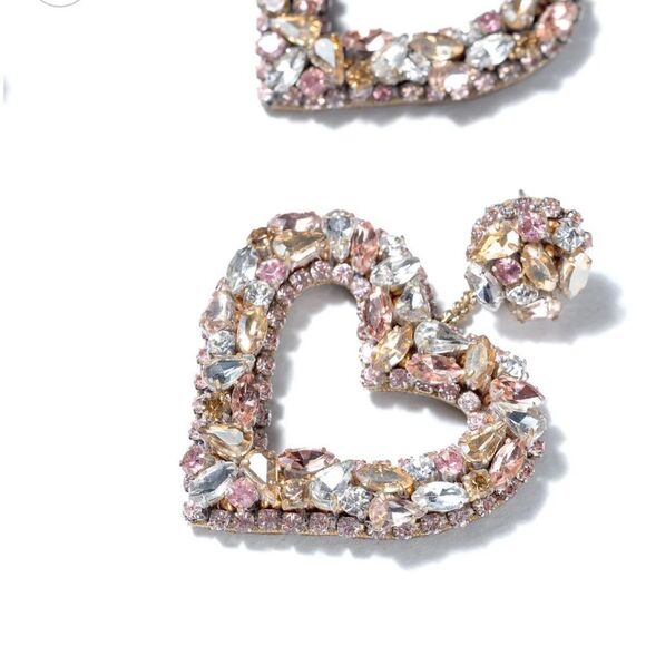 Deepa Gurnani Carolina Mixed Crystal Heart Earrings- Pastel Multi - Picture 3 of 5